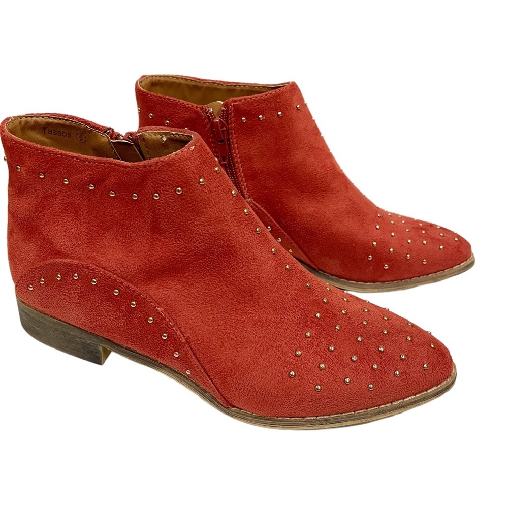 Mi.im Tassos Womens Studded Ankle Boots Booties Shoes Size 6 Red Cinnamon NWOT